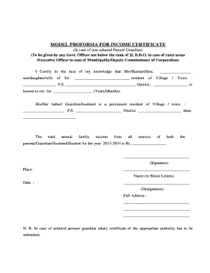 Model Proforma for Income Certificate 21 PDF
