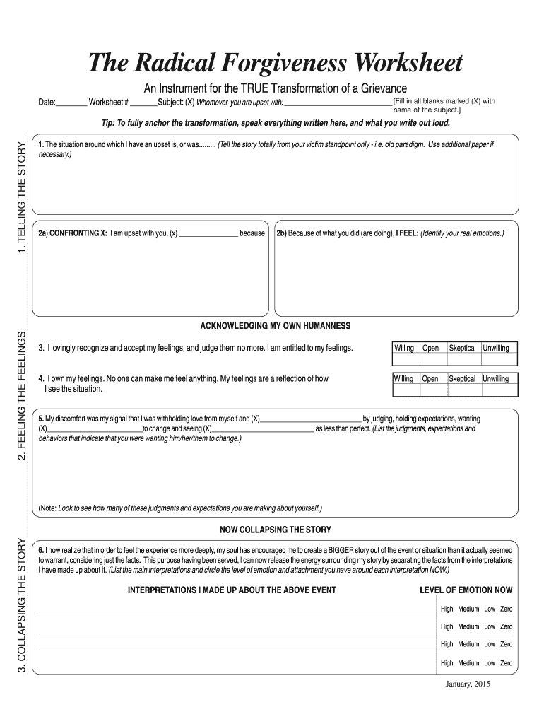 Radical Forgiveness Worksheet  Form