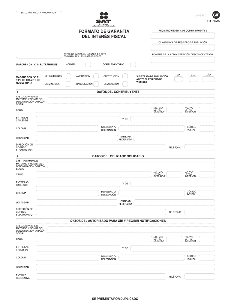 Formato De Garanta Del Inters Fiscal SAT