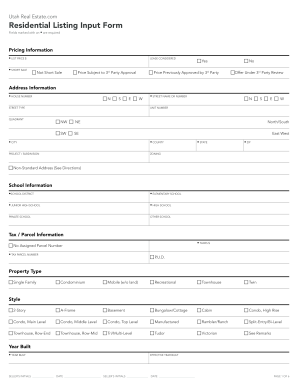  Residential Listing Input Form 2016-2024