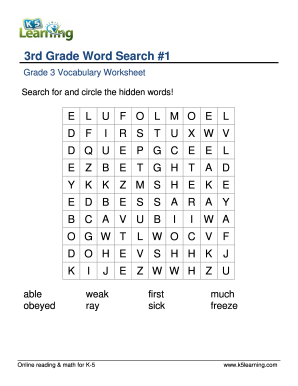 3rd Grade Vocabulary Words  Form