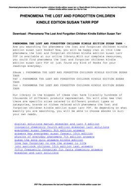 PDF of Phenomena the Lost and Forgotten Children  Form
