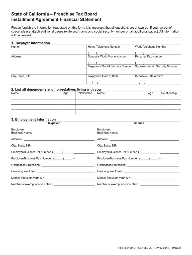  3561 Booklet Form 2014