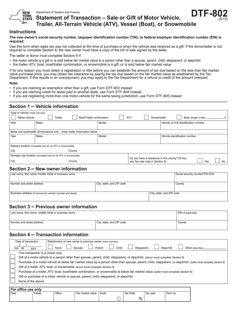  Form Dtf 803 2015