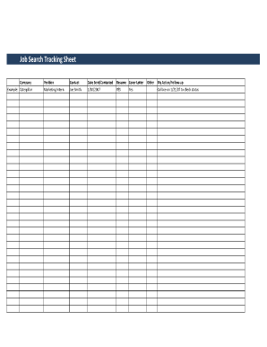 Job Search Record Sheet PDF  Form