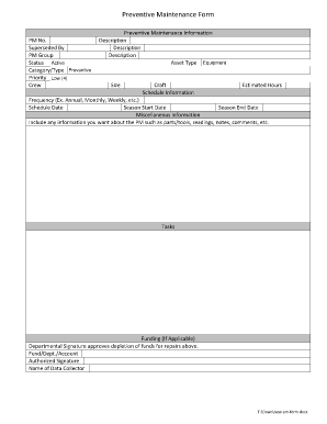 Preventive Maintenance Form