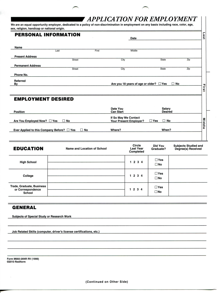 Form M660 26nr Rediform