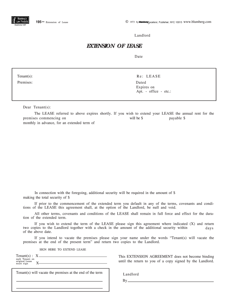 Blumberg Extension of Lease Form