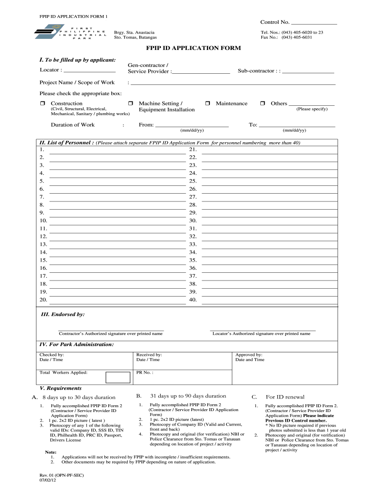  Fpip Sticker Form 2012-2024