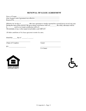 Renewal of Lease Agreement Template  Form