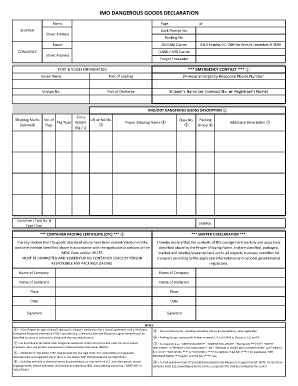 Hazardous Declaration Form Ocean