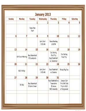 Monthly Fillable Calenders Starting with Monday Form