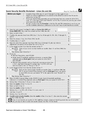Social Security Benefits Worksheet PDF  Form