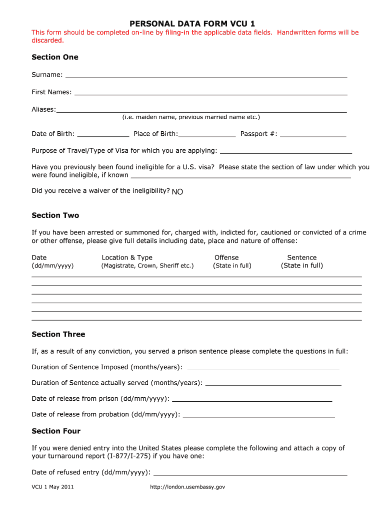  Vcu 1 Form 2011-2024