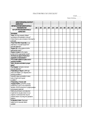 Tractor Inspection Checklist PDF  Form