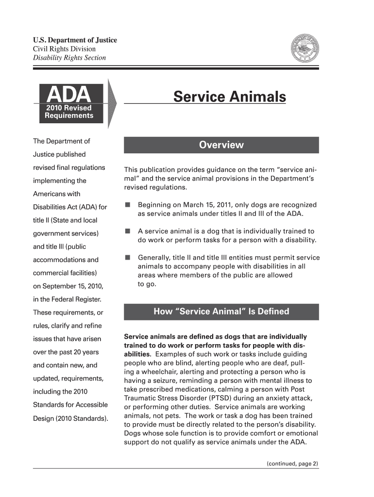 Service Animals Form