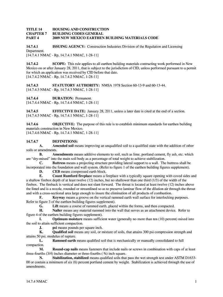 14 7 4 NMAC 1 TITLE 14 HOUSING and CONSTRUCTION  Form