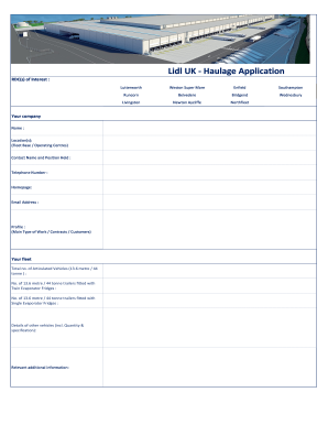 Lidl Hauliers  Form