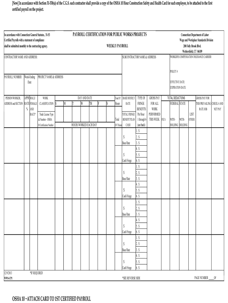 Ct Payroll Certification  Form