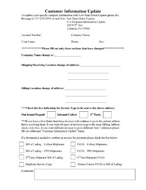 Customer Information Update Form