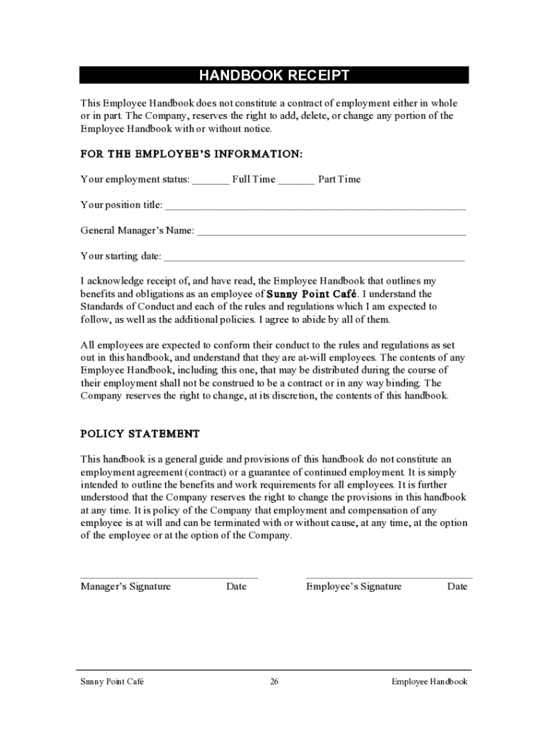 Starbucks Employee Handbook PDF  Form