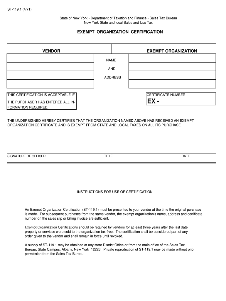  What is an Exempt Organization Certificate #ex 1971 Form 2011