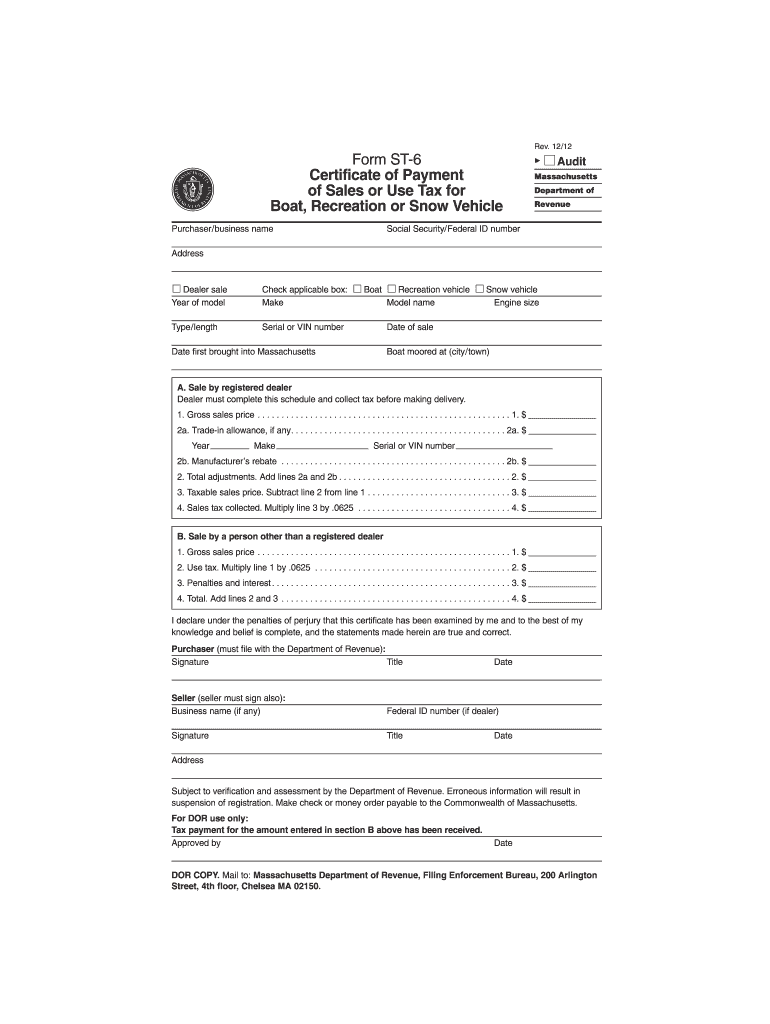  Massachusetts Form St 2012