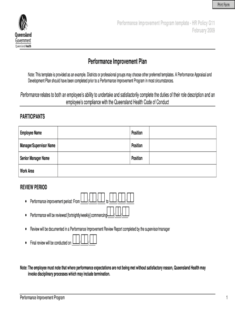 Performance Improvement Plan Template Excel