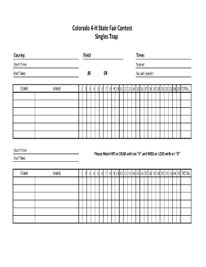 Trap Shooting Score Sheet Excel  Form