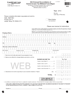 Berkheimer W2 Reconciliation Form