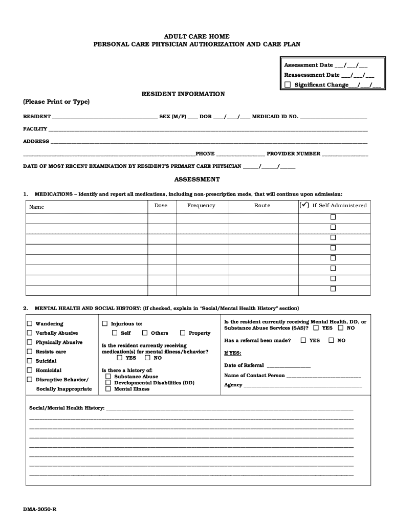 Personal Care  Form