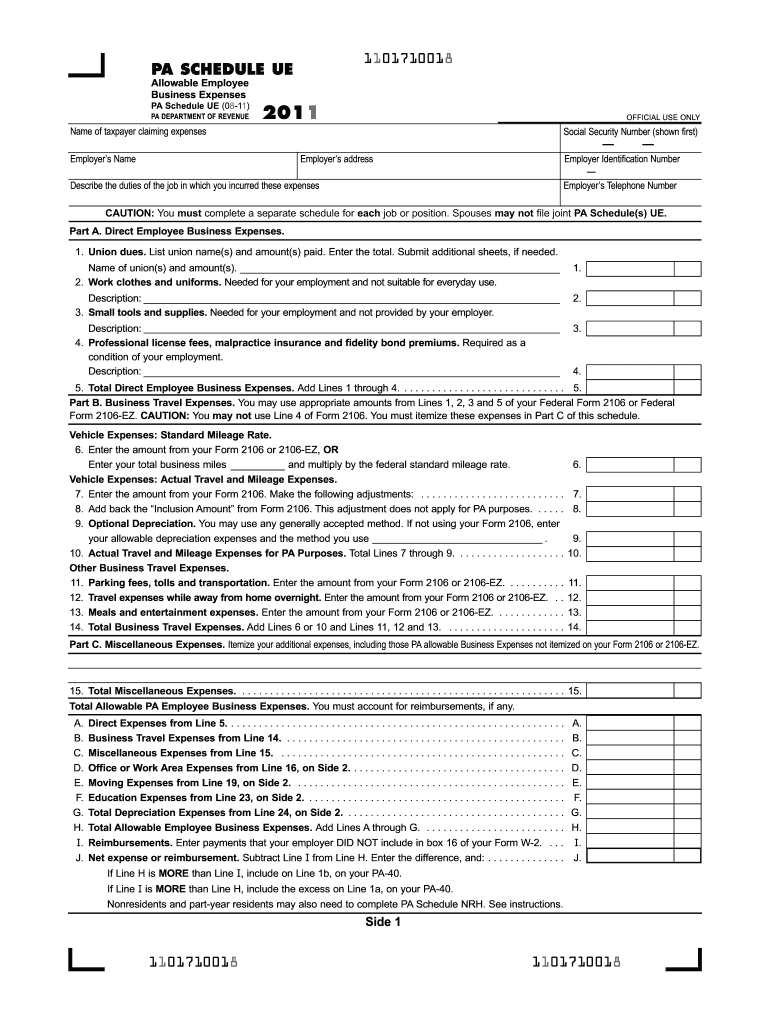 Pa Schedule Ue  Form