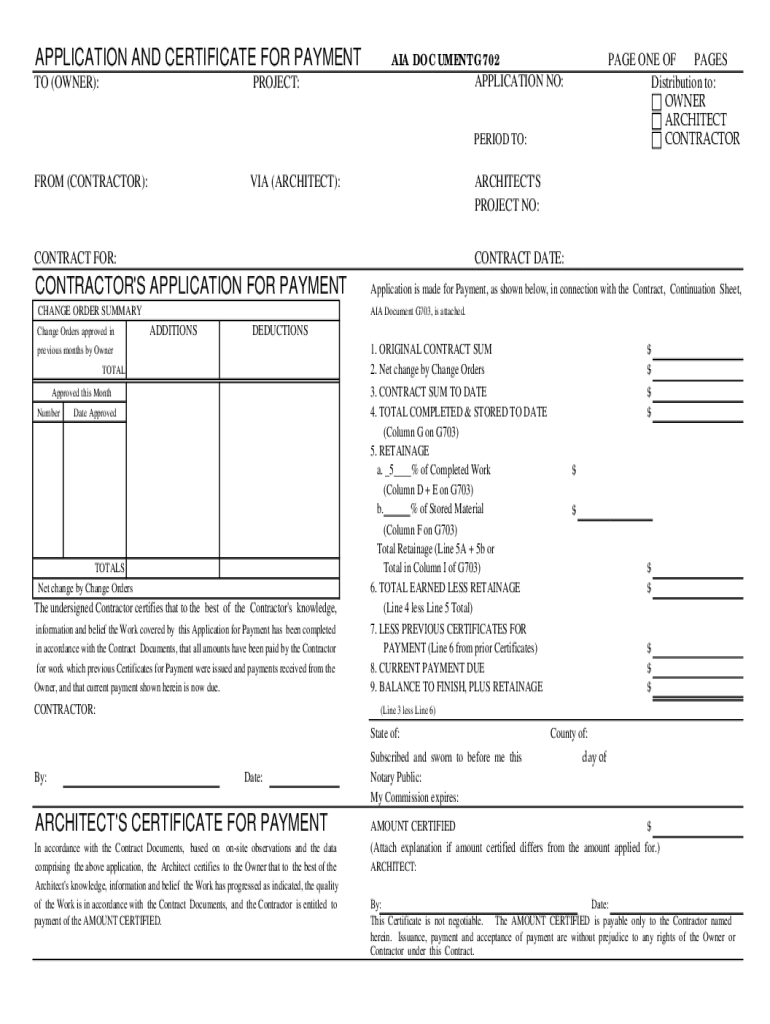 APPLICATION and CERTIFICATE for PAYMENT  Form