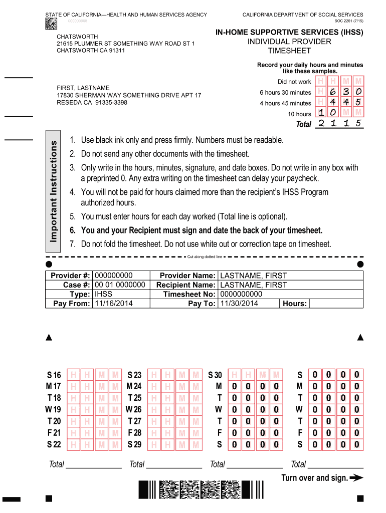 Ihss Timesheet Sample  Form