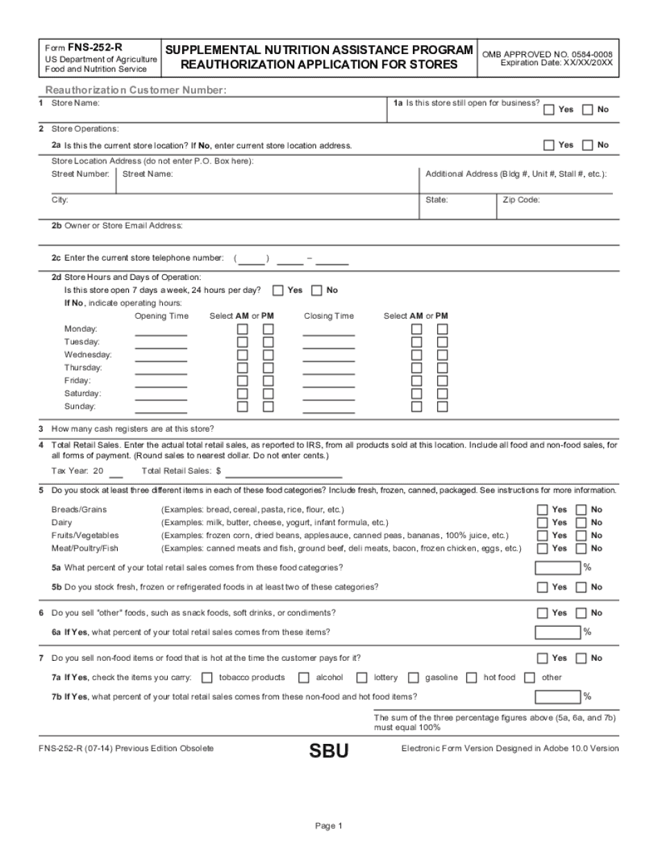  Snap Reauthorization Application for Stores Reginfo 2014-2024