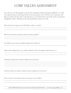 The Compound Effect Core Values Assessment  Form