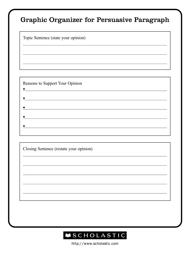 Graphic Organizer for Persuasive Paragraph Scholastic  Form