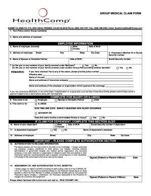 Healthcomp Online  Form