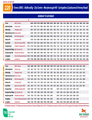 220 Bus Timetable  Form