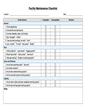 Facility Maintenance Checklist Transportation Nebraska  Form