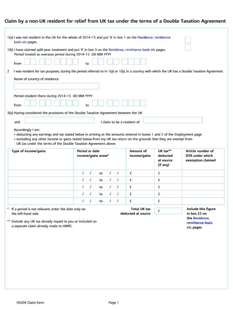  Hs304 Claim Form 2015