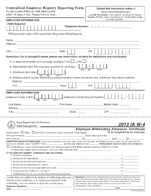 Centralized Employee Registry Reporting Form