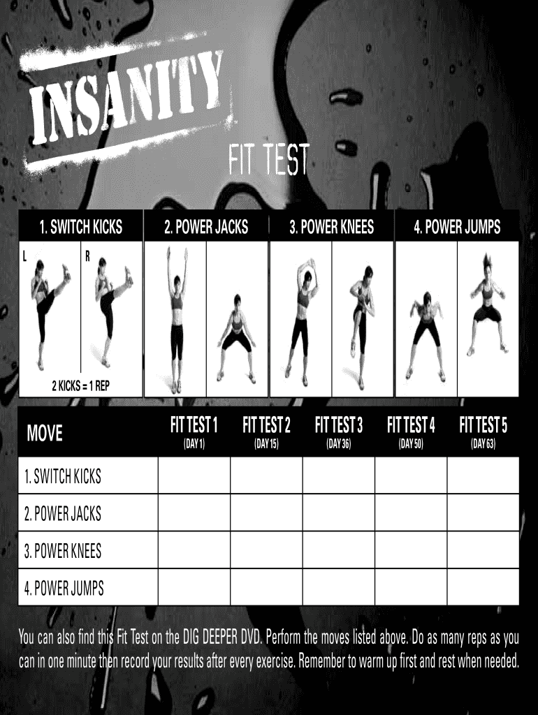Insanity Fit Test Sheet  Form
