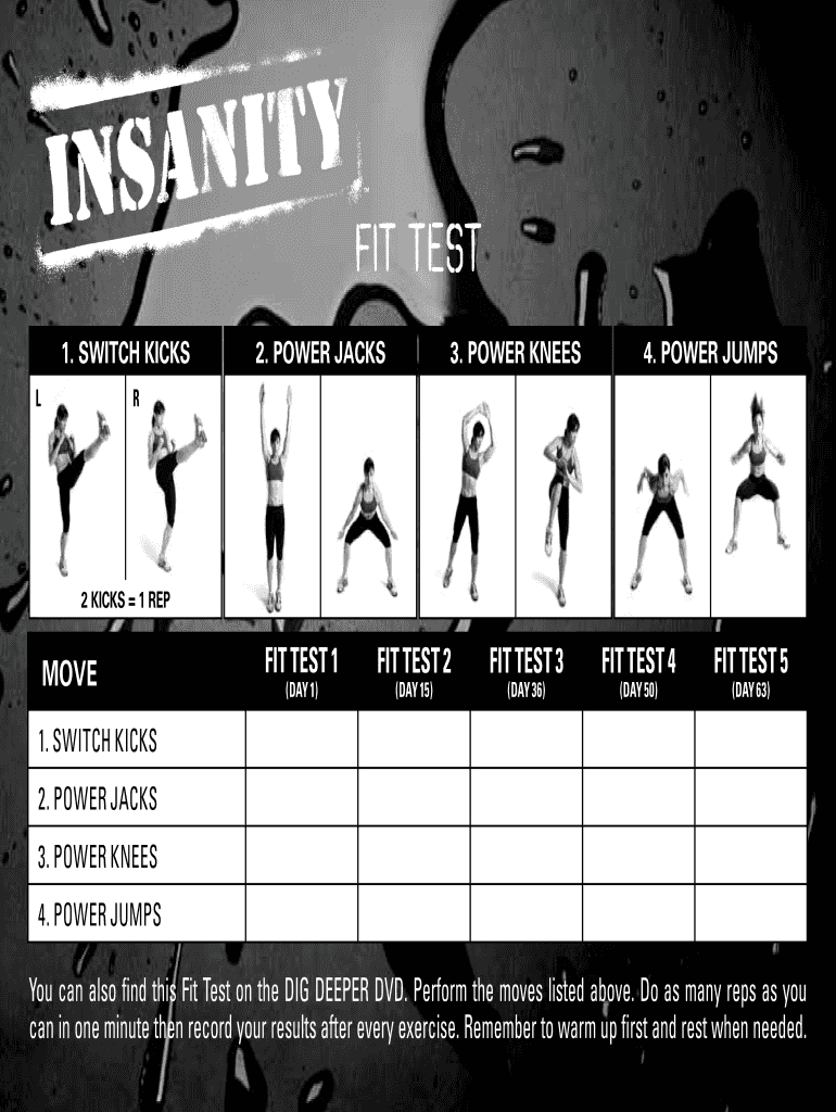 Insanity Fit Test Sheet Form