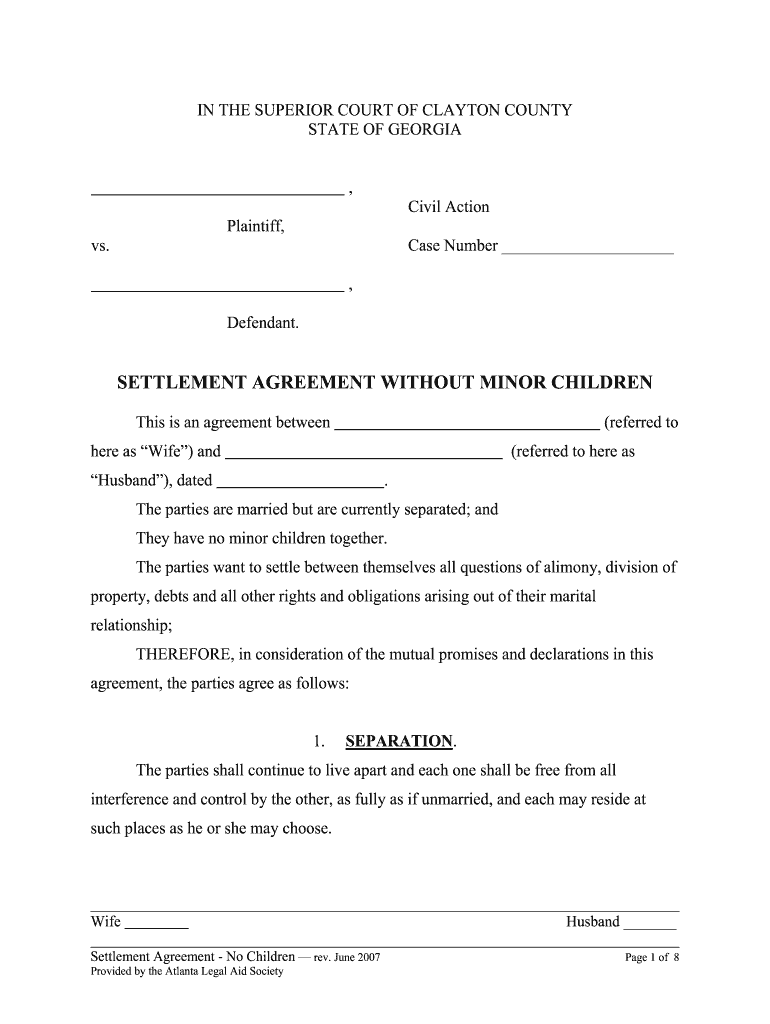  Divorce Paper Template  Form 2007