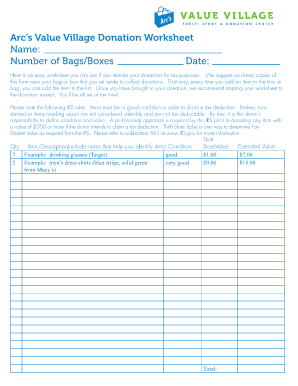 Clutter Diet Donation Tracking Sheet  Form