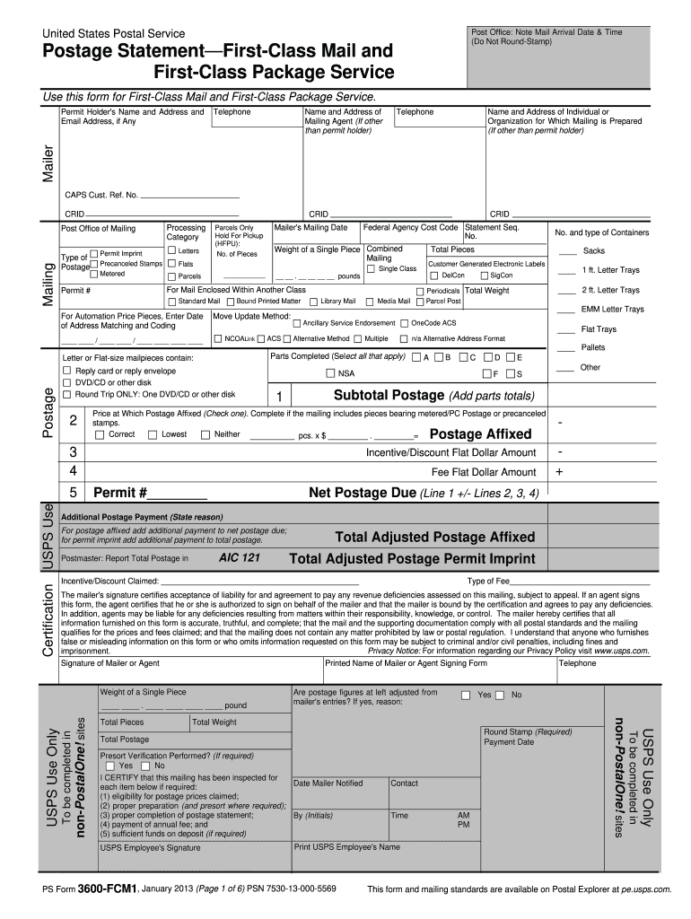 Ps Form 3600 Fcm