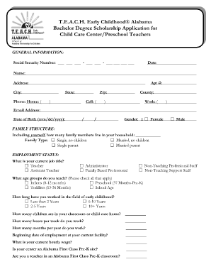 Nursery Teacher Job Application Form