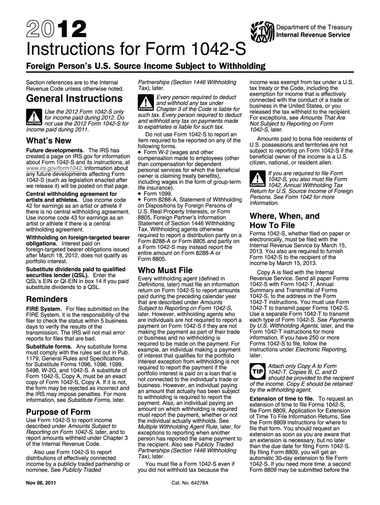  1042 Form 2012
