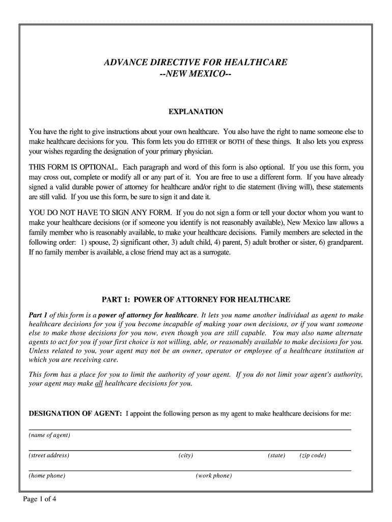 Nj Advance Directive Template Fillable Form